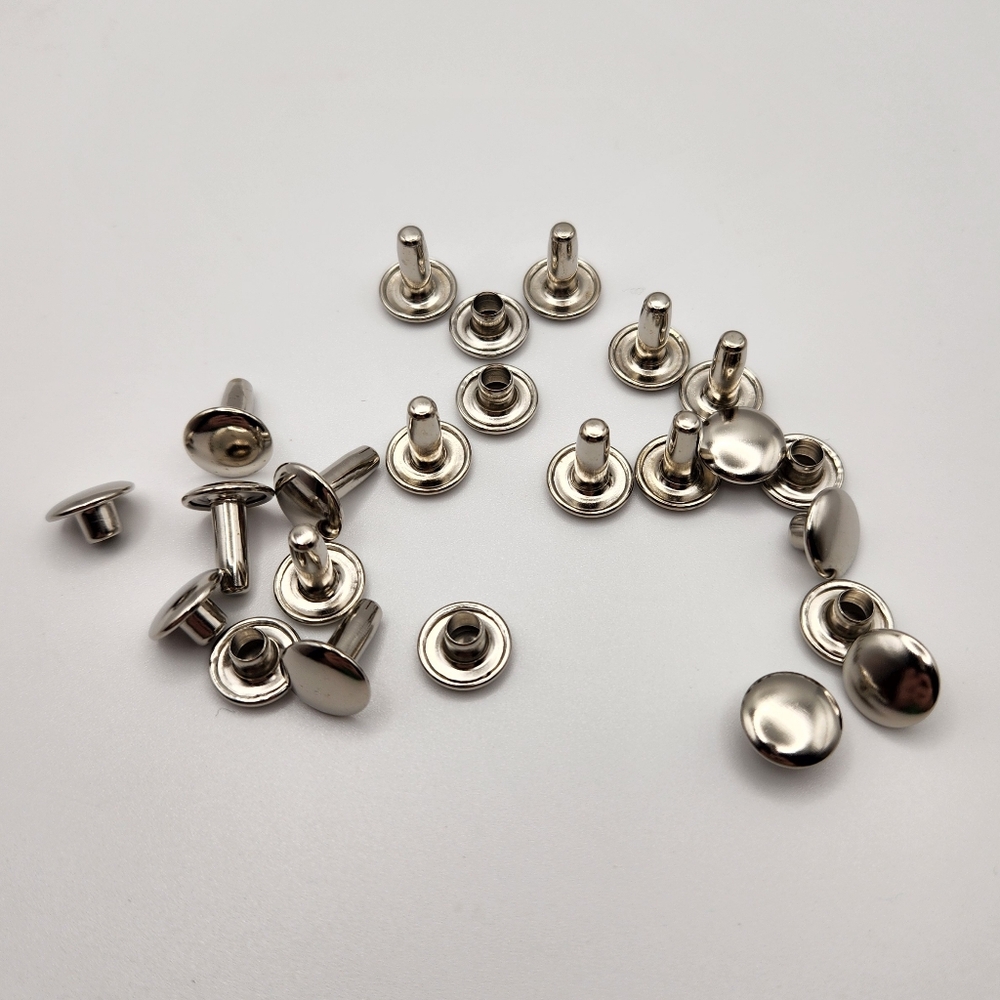 Large Double Cap Jiffy Rivet, 12mm, Nickel Plated